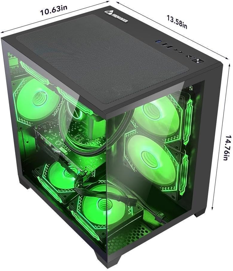 Panorama Gaming PC Desktop - AMD Ryzen 5 5600GT 3.6GHz, RTX 4060 8GB, 16GB DDR4 RAM 3200, 1TB M.2 PCIE SSD, 240mm AIO, 11AC Wi-Fi, Windows 11 Pro 64-bit Desktop Computer, Black