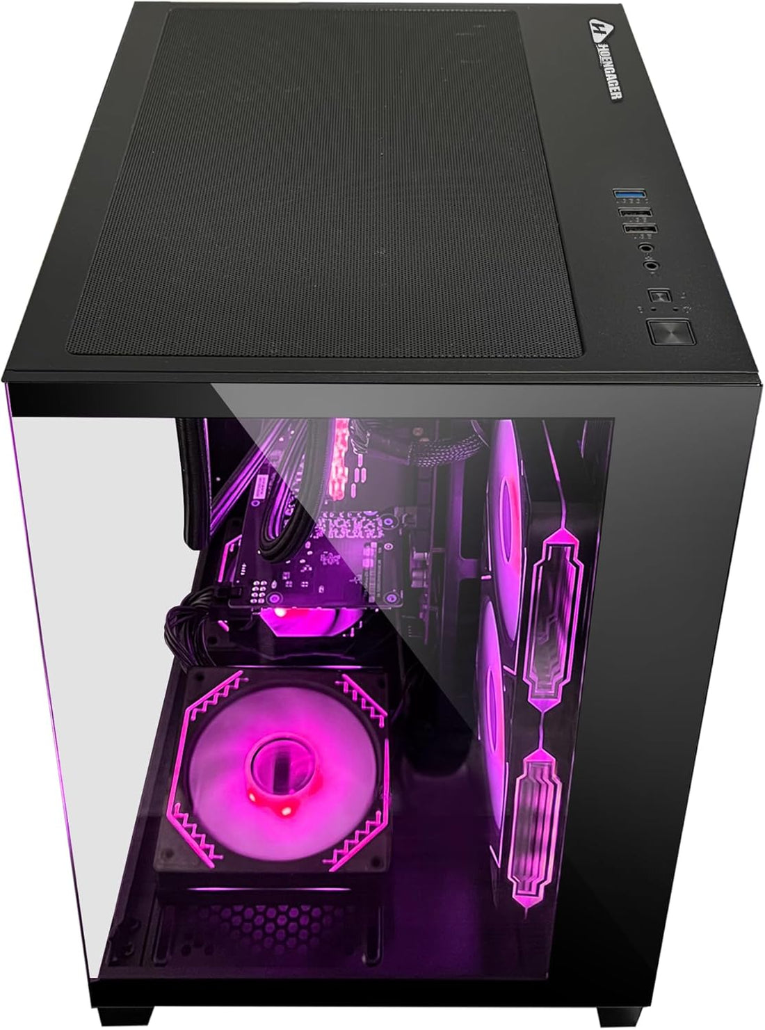 Panorama Gaming PC Desktop - AMD Ryzen 5 5600GT 3.6GHz, RTX 4060 8GB, 16GB DDR4 RAM 3200, 1TB M.2 PCIE SSD, 240mm AIO, 11AC Wi-Fi, Windows 11 Pro 64-bit Desktop Computer, Black