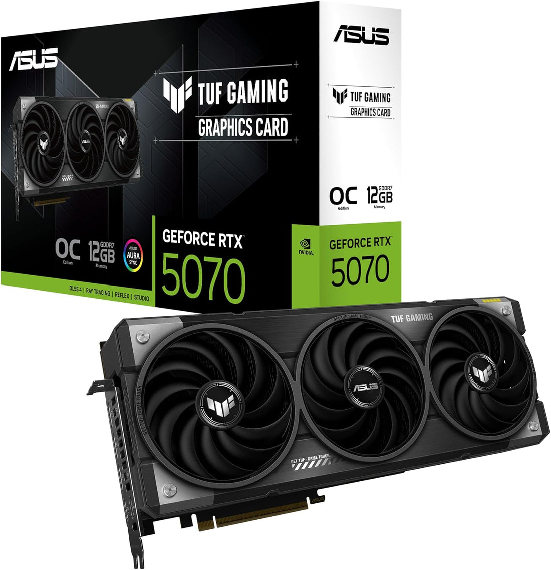 ASUS TUF Gaming GeForce RTX ™ 5070 12GB  RTX5070|OC GDDR7 OC Edition Gaming Graphics Card (PCIe® 5.0, HDMI®/DP 2.1, 3.125-slot, Military-Grade Components, Protective PCB Coating, axial-tech Fans)